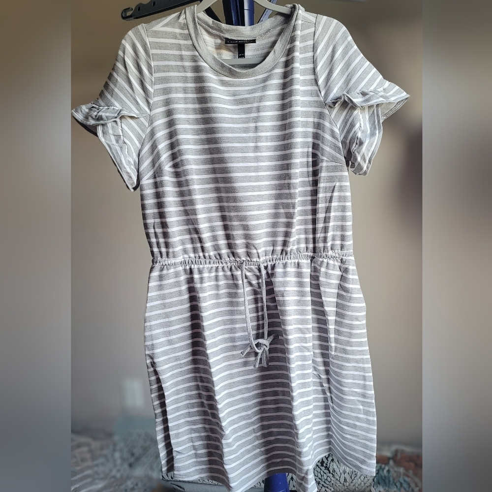 14/16 Grey and white striped casual dress from Lane Bryant